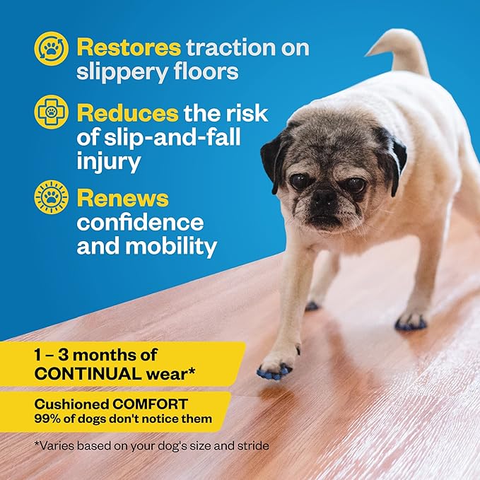 Dr Buzby's XLarge ToeGrips for Dogs - Instant Traction on Wood/Hardwood Floors - Anti Slip Relief - Grippers for Senior Dogs - Stop Sliding Instantly - Rubber Nails for Paws - 1 Pack (20 Grips)