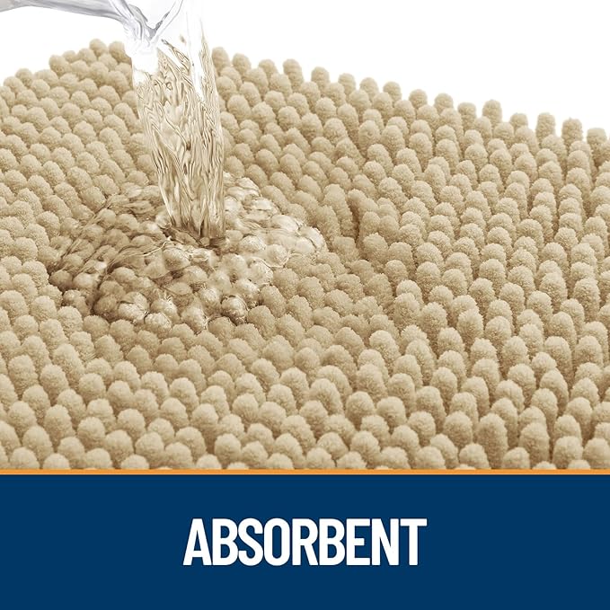 OLANLY Dog Door Mat Set 2-Piece 36x24, Absorbs Moisture and Dirt, Absorbent Non-Slip Washable Doormat, Quick Dry Chenille Mud Mat for Dogs, Entry Indoor Entryway Carpet for Inside Floor, Beige