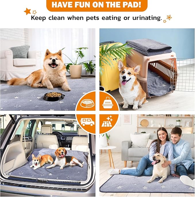 LOOBANI Washable Pee Pad for Dogs - Fast Absorption Reusable Puppy Training Mat, Waterproof Whelping Pet Playpen Mat for Floor, Dog Crate, 1 Pack 72 x 72 in