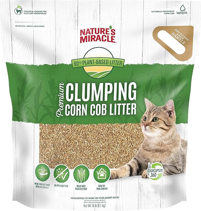 Nature's Miracle Premium Clumping Corn Cob Litter, Tough Odor Bio-Enzymatic Formula, Dust Free