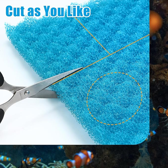 AQUANEAT Aquarium Bio Sponge Foam Filter Media Pad Cut-to-fit for Fish Tank Sump Pond 17" x 11" x 1/2" to 1"