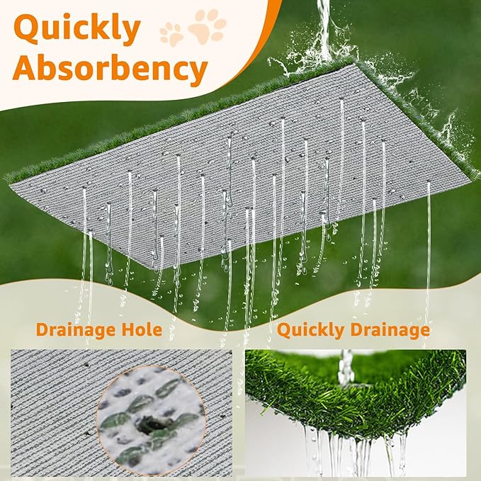 LOOBANI 47.6"x29.2" Extra Large Dog Grass Potty Tray - Dog Litter Box with 2-Pack Replacement Artificial Grass Puppy Training Pads - Potty Tray for Balcony Apartment Indoor Outdoor Use