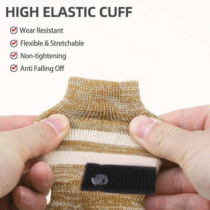 PUPTECK Non-Slip Dog Socks to Prevent Licking Paws, Double Sides Dog Boots & Paw Protectors Booties Traction on Hardwood Floors Hot Pavement with Grippers, for Small Medium Large Senior Dogs, Khaki L