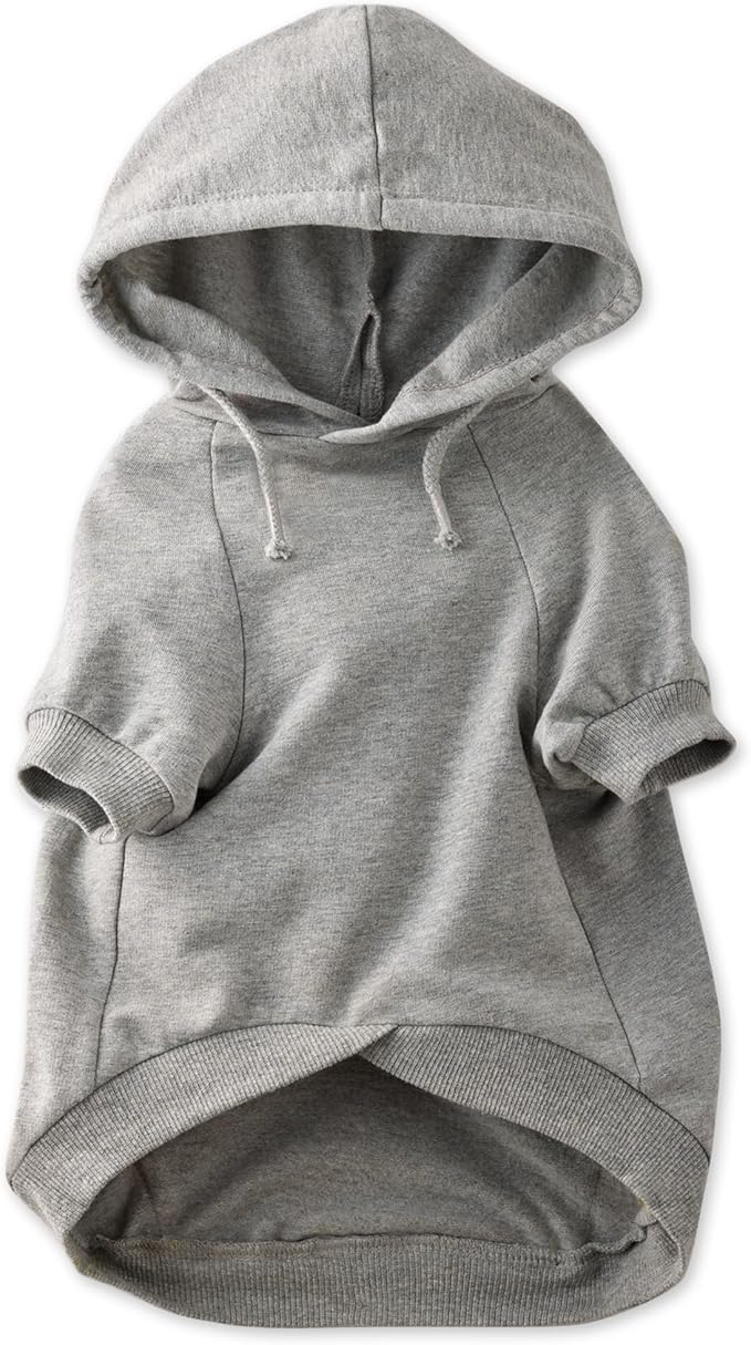 Rocky – The Orginal Lightweight Hooded TEE 100% Organic Cotton Dog Hoodie Pet Coat Sweater for Small, Medium, Large Dogs, Heather Gray, XX-Small