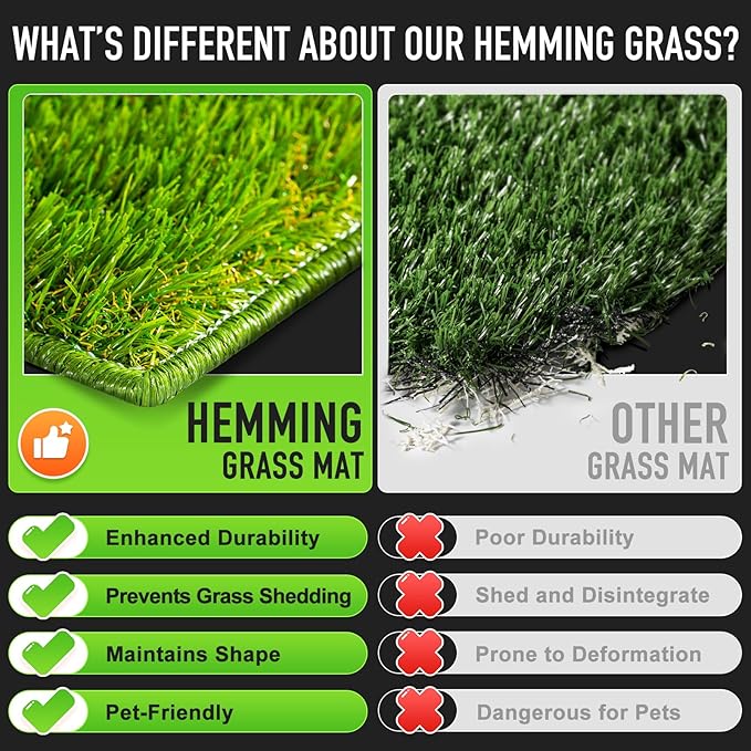 Hompet Artificial Grass for Dogs, 45"x27.5", Professional Dog Grass Mat, Easy to Clean with Drainage Holes, Potty Training Pad and Replacement Fake Grass Turf, Outdoor Rug Patio Lawn Decoration