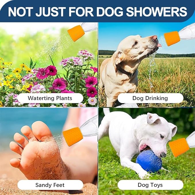 Portable Outdoor Shower for Dogs Bottle Attachment Outdoor Sprayer Accessory for Most Plastic Water Bottles for Bathing Pets During Outdoor Activities, Hiking and Camping.(Orange)