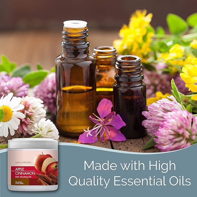 SMELLS BEGONE Air Freshener Odor Absorber Gel - 15 oz, Pack of 2 - Absorbs and Eliminates Odor in Pet Areas, Bathrooms, Cars, & Boats - Made with Essential Oils - Apple Cinnamon Scent