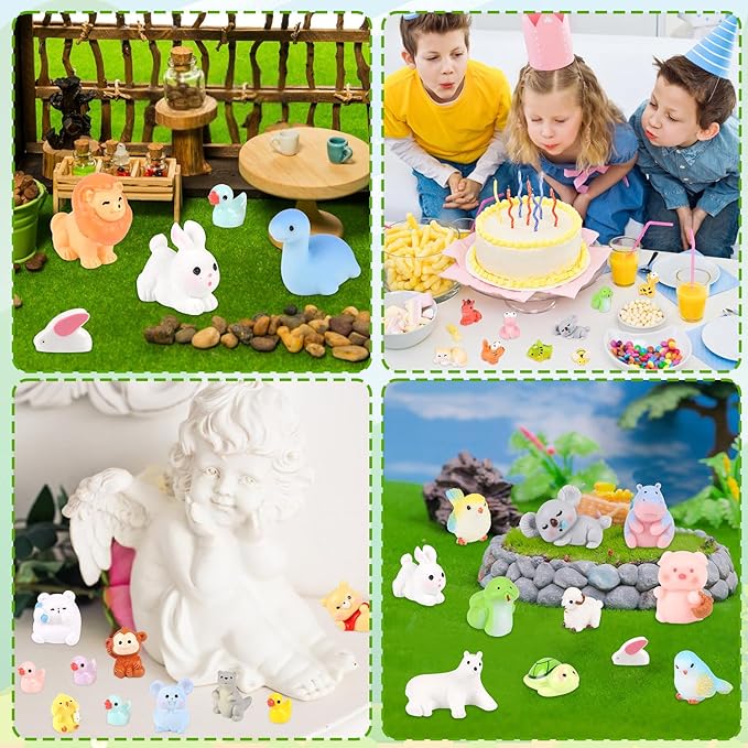 CCINEE 40pcs Mini Resin Animals Figures to Hide, Miniature Resin Figurines Bulk for Fairy Garden Dollhouse Accessories Tiny Figurines Animals to Hide Aquarium Toys