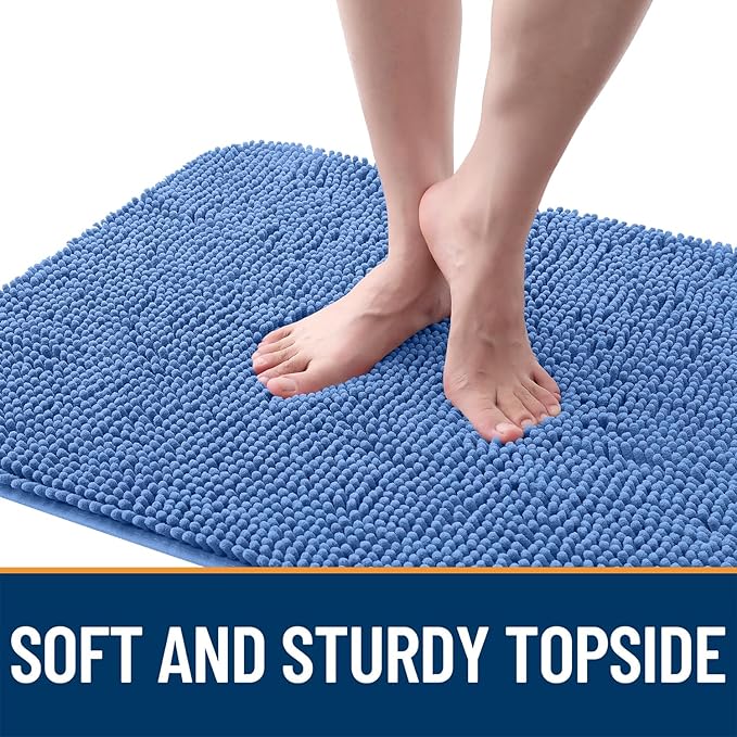 OLANLY Dog Door Mat for Muddy Paws 36x24, Absorbs Moisture and Dirt, Absorbent Non-Slip Washable Doormat, Quick Dry Chenille Mud Mat, Entry Indoor Entryway Carpet for Inside Floor, Cornflower Blue