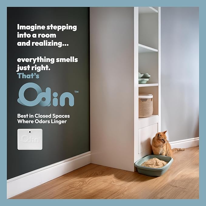 Odin Litter Box Odor Eliminator – Neutralizes Smells at the Source with Patented Tech – Light Citrus Scent – Safe, Long-Lasting, Works with Any Litter