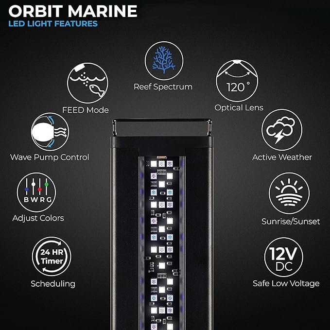 CURRENT USA 48"-60" Inch Orbit Marine LED Saltwater Reef Marine Aquarium Light with Bluetooth App Control | Wireless Lighting & eFlux Wave Pump Control for Fish Tank (4203)