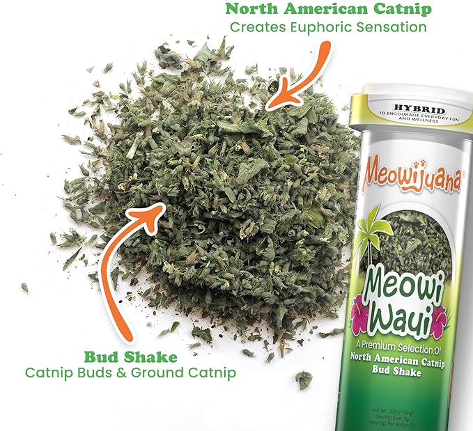 Meowijuana Pickle Bundle | Get Kickin' Refillable Spicy Pickle Toy and Meowi-Waui Catnip | Promotes Play and Cat Health | Includes North American Organic Catnip