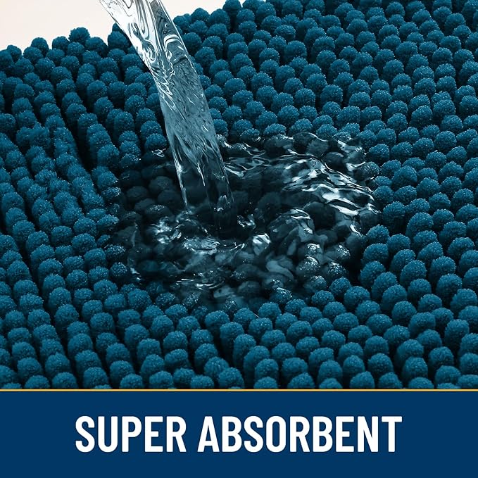 Smiry Dog Door Mat for Muddy Paws 48x30, Absorbs Moisture and Dirt Doormat, Non-Slip Washable Quick Dry Chenille Front Door Mat Indoor Entrance, Entryway Carpet for Inside Floor, Atlantic Blue