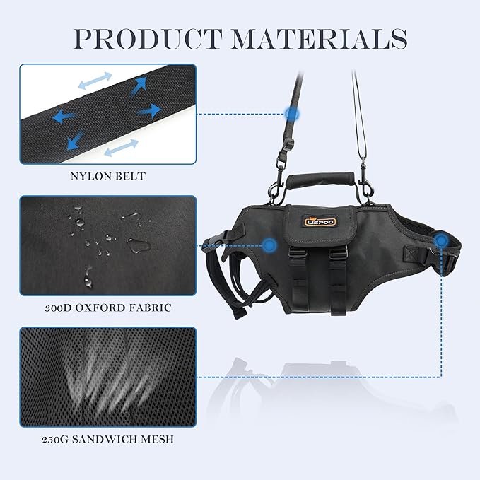 Dog Lift Harness, Full Body Support with Adjustable Control Handle for Large Senior Dogs, Post-Surgery Recovery & Joint Problems (Oxford Cloth, XL)