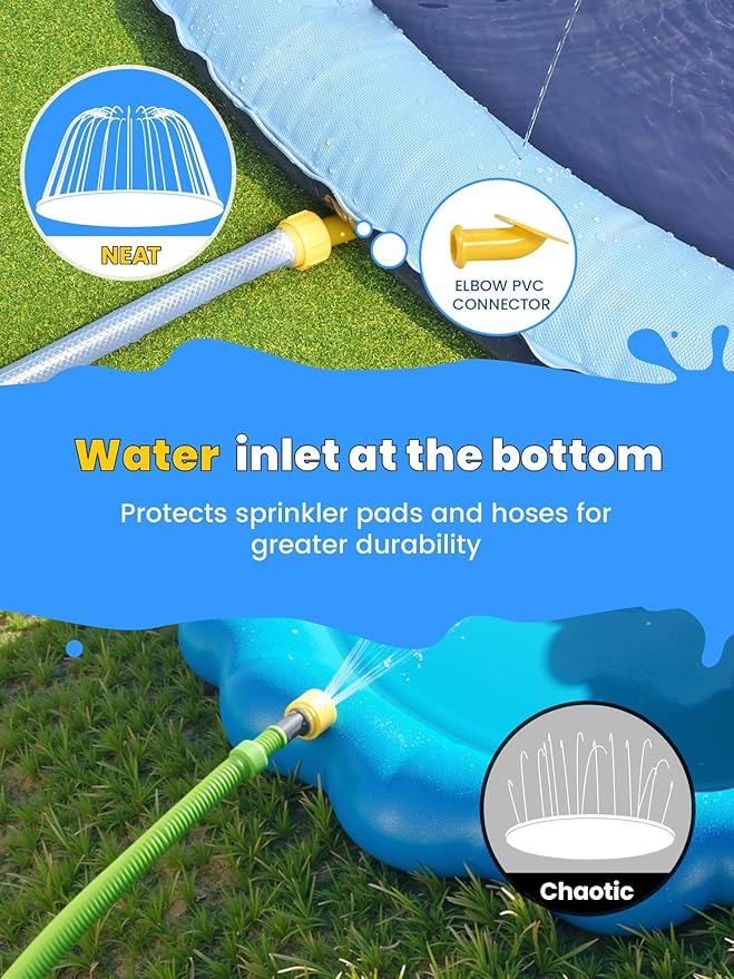 VISTOP Non-Slip Splash Pad for Kids and Dog, Thicken Sprinkler Pool Summer Outdoor Water Toys - Fun Backyard Fountain Play Mat for Baby Girls Boys Children or Pet Dog (107 Inch, Red&Yellow&Green&Blue)