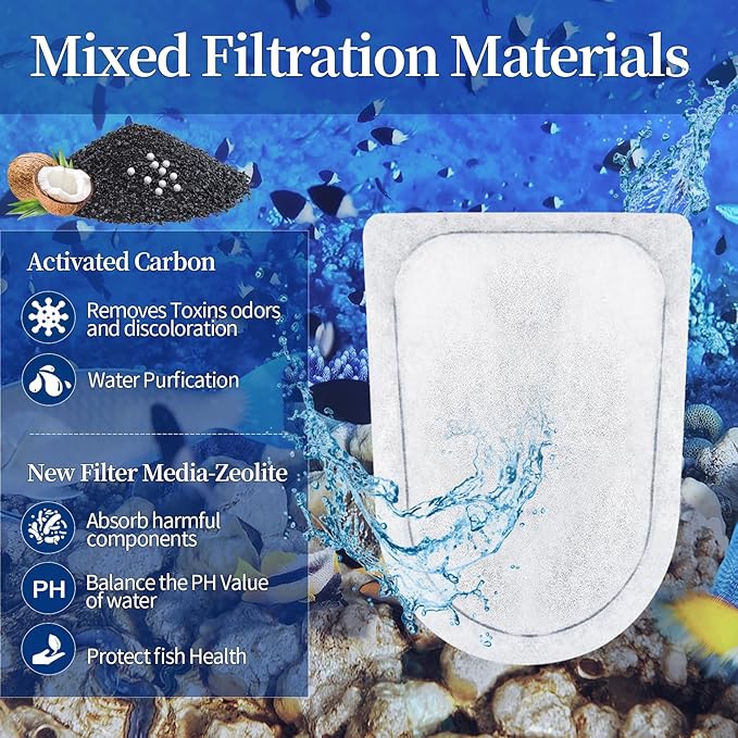 6 Pack Large Replacement Fish Filter Cartridges Aquariums,Carbon Filter Cartridges Compatible with Whisper EX30 EX45 EX70 Filters