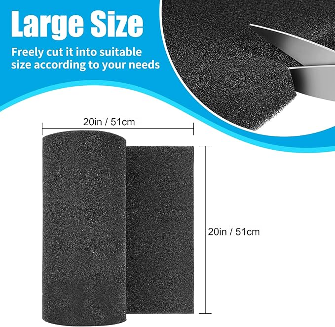 AQUANEAT Aquarium Bio Sponge Filter Media Pad Cut-to-Size Open Cell Foam Sheet for Fish Tank Sump (20" x 20" x 0.5")