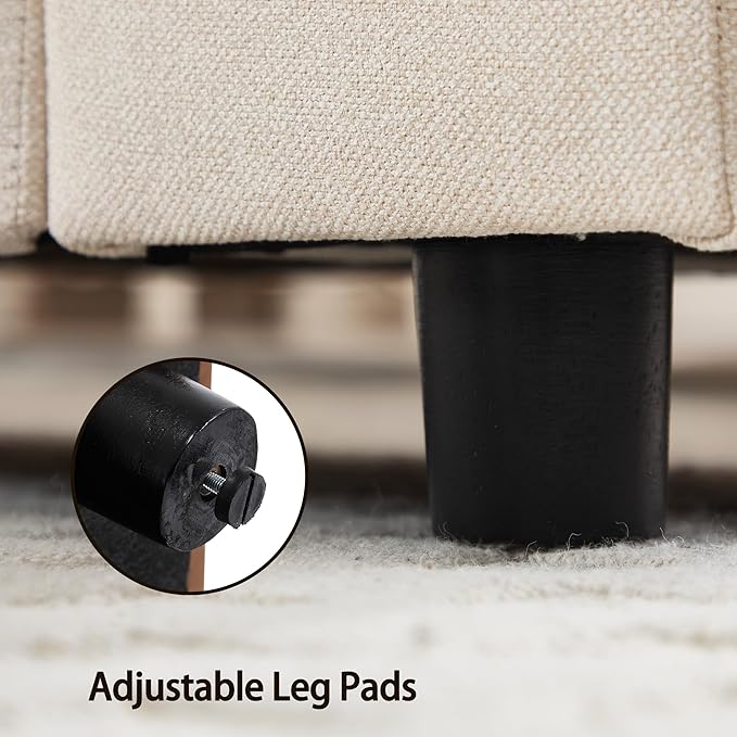 Beige Storage Bench for Entryway, 55" Bedroom Ottoman with Storage Large Linen Fabric Upholstered End of Bench with Lip for Living Room/Bedroom/Lounge/Shop, Beige