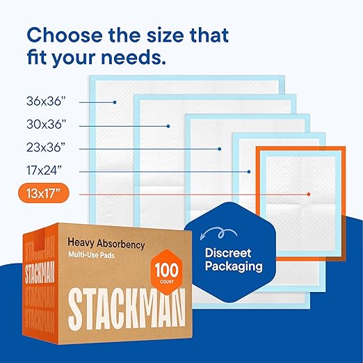 Disposable Changing Pads [100-Pack] Diaper Pad for Baby, Puppy & Dog - Pee & Wee Underpads - Chux Potty Training Liner - Changing Table Cover - 17"x13" Leak-Proof Liners for Incontinence & Travel Use