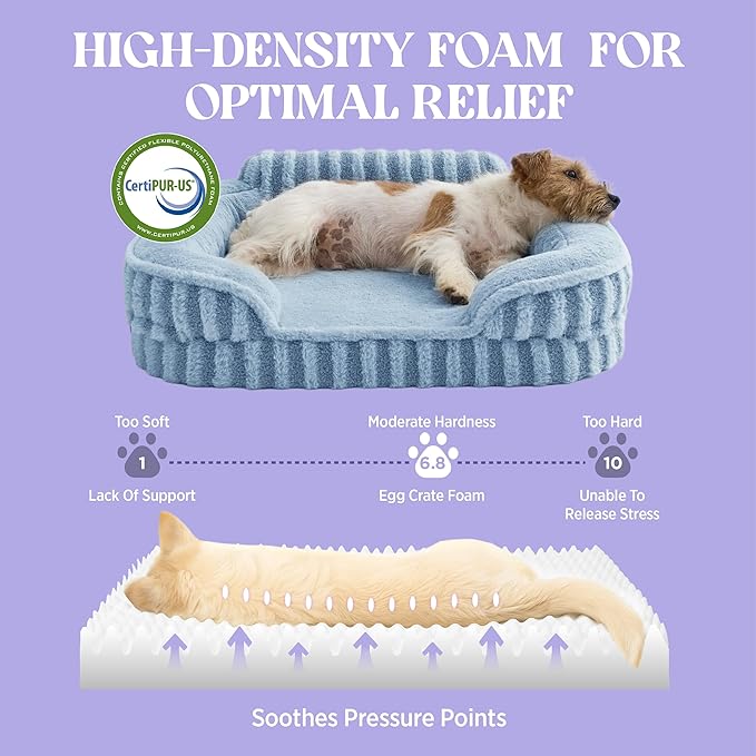 LE SURE Cute Dog Beds for Extra Large Dogs, Orthopedic Waterproof XL Pet Bed with Sides, Non-Slip and Egg-Crate Foam Big Dog Couch Sofa with Washable Removable Cover, Blue