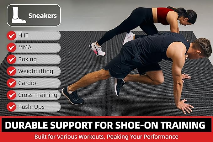 Extra Large Exercise Mat, 10'x6'/9'x6'/8'x6'/7'x5'/6'x4' (8mm/10mm) Thick Workout Mat for Home Gym Flooring, Garage, Shoe-Friendly, High-Density, MMA, HIIT, Weight Lifting, Cardio&Strength