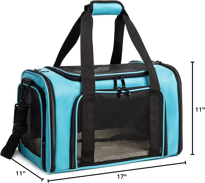 Cat Carrier Dog Carrier Pet Carrier Cat Bags for Small Medium Cats Dogs Puppies of 15 Lbs,of Airline Approved Small Dog Bag Soft Sided,Collapsible Travel Puppy Carrier (Medium, Blue)