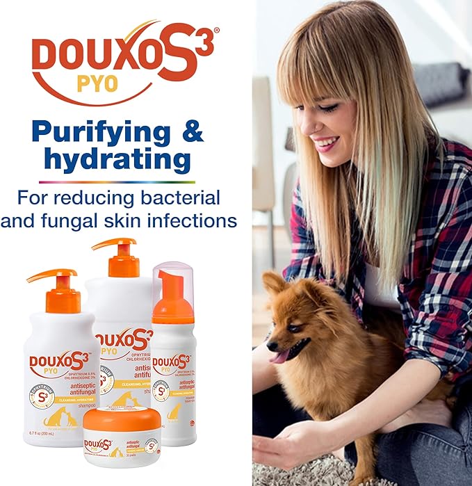 Douxo S3 Pyo Pads, Contains 3% Chlorhexidine & 0.5% Ophytrium, Antiseptic & Hydrating, For Bacterial or Yeast Skin Infections, For Dogs and Cats, 30 Pads