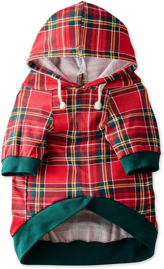 Rocky – The Orginal Lightweight Hooded TEE 100% Organic Cotton Dog Hoodie Pet Coat Sweater for Small, Medium, Large Dogs, Royal Stewart Plaid, X-Large