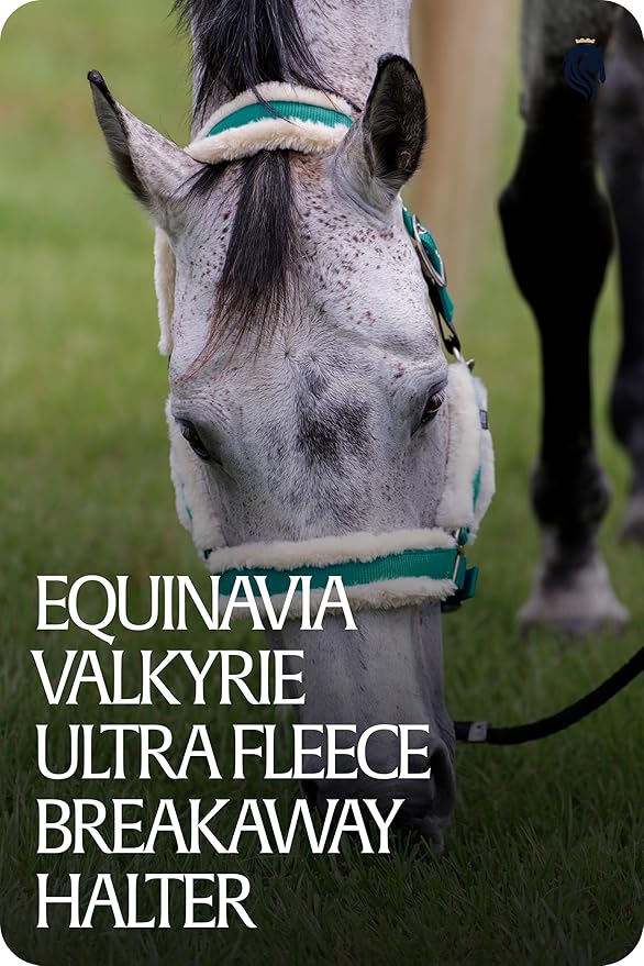 Equinavia Valkyrie Soft Ultra Fleece Padded Adjustable Breakaway Horse Halter - Turquoise/White - Warmblood
