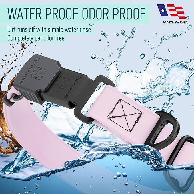 Dogline Biothane Waterproof Dog Collar with Herm Sprenger Black Stainless Steel Quick Release Buckle – Heavy Duty Tactical Durable Collar for Dogs – Comfortable and Safe Pet Collar, W 3/4" L 12-19"