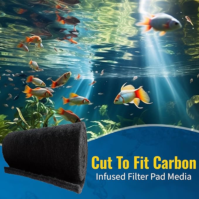 CFS – Pack of 1, Cut to Fit Carbon Infused Filter Pad Media for Clean & Clear Fish Tank and Ponds – Fresh & Filtered Water for Aquariums – Charcoal Filter Pads – Black – 10.5" x 72"