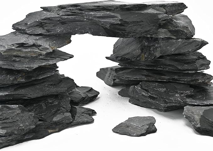 Aquarium Rocks 10LB Natural Slate Rock for Aquarium Landscaping for Terrariums, Reptile Habitats & Creative Aquascaping-3 to 8 Inches