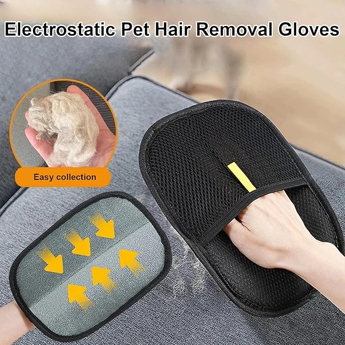 Pet Hair Remover, Electrostatic Gloves Pet Hair Removal, Reusable Double Sided Electrostatic Pet Hair Remover