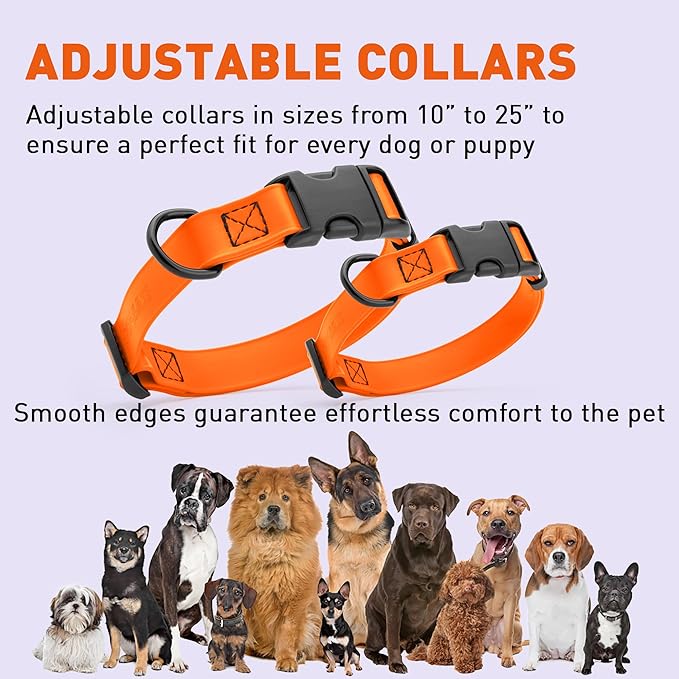 Dogline Biothane Waterproof Dog Collar with Quick Release Buckle Strong Coated Nylon Webbing with Odor- Proof for Easy Care Easy to Clean Fits Small Medium Large Dogs, Orange 5/8" W 9-14" L