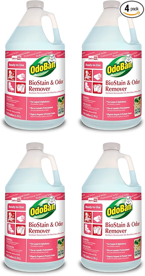 OdoBan Professional Cleaning and Odor Control Solutions, Ready-to-Use Biostain and Odor Remover, Made in the USA, 4 Gallons