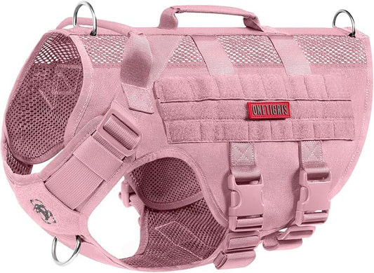 OneTigris Tactical Dog Harness for Small Dogs, No Pull Small Dog Vest Harness with Handles Breathable Military Dogs Molle Vest, Harness for Walking Hiking Training