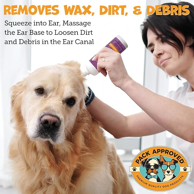 Cat & Dog Ear Cleaning Solution - Helps Remove Wax, Debris, and Dirt - Non-Stinging, Non-Burning Daily Use Formula - Cat & Dog Ear Wash for Itchy Ears - Sweet Pea & Vanilla Scent (8oz)