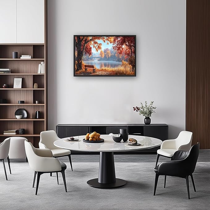 Large Autumn Tree Wall Art for Living Room, Framed Oversized Lake Landscape Wall Decor Nature Canvas Painting Modern Artwork for Living Room Bathroom Bedroom Office Dining Room 36"x24"