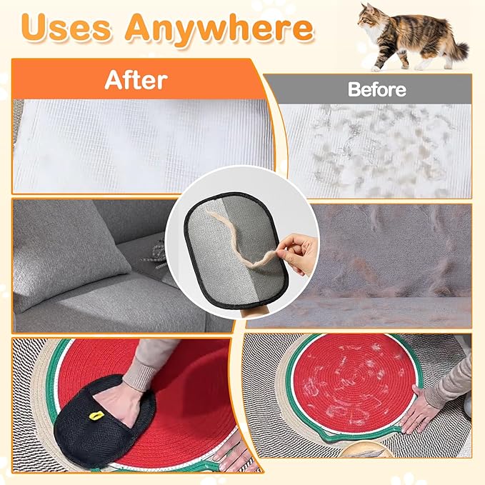 Pet Hair Removal Glove, 2025 New Reusable Electrostatic Glove for Cats & Dogs, Effective Pet Hair Remover for Furniture, Couch, Carpet, and Car Seats (3PCS)