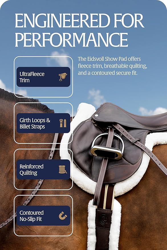 Equinavia Eidsvoll Shaped English Saddle Pad for Show Jumping with Ultra Fleece Trim