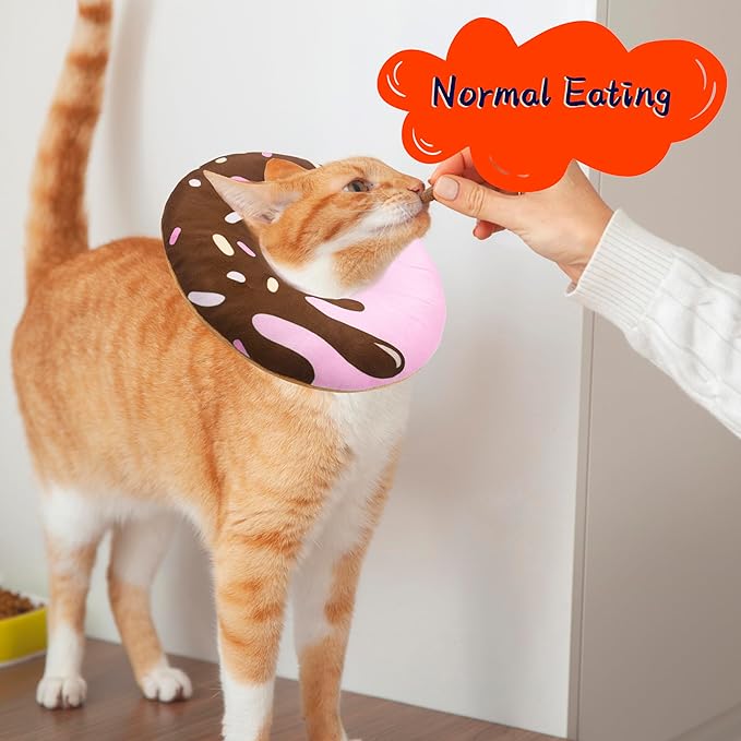 Cat Cone Collar Soft, Adjustable Cat Recovery Collar Kitten Cones to Stop Licking, Cute Donut E Collar After Surgery, Elizabethan Kittens Protective Cones After Spay (Chocolate, Medium)