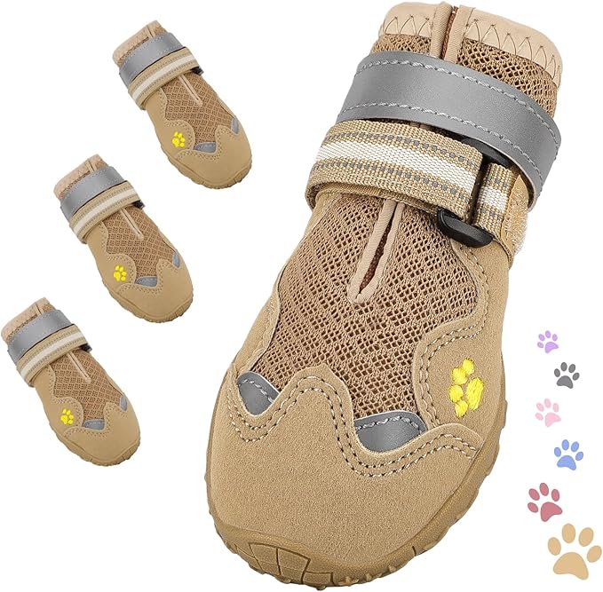 Dog Shoes for Large Medium Small Dog, Mesh Breathable Dog Shoes for Hot Pavement, Anti-Slip Dogs Boots Paw Protectors with Reflective for Outdoor Walking Indoor Hardfloors (Size 6)