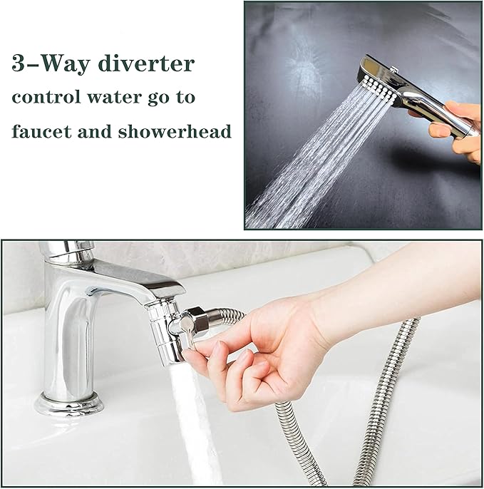 Tub faucet spayer attachment,Bathtub Shower Head Sink-Faucet with 5 Adapters, 79" Hose for Pet Dog Rinse, Baby Bath & Hair washing, ON/OFF Extension for Tub Faucet, Utility Sink, Garden,Bathroom