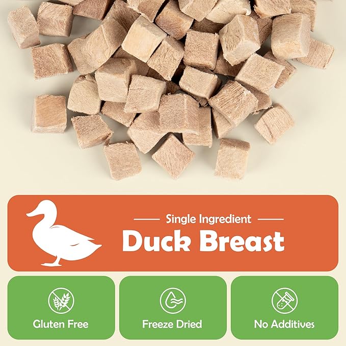 MON2SUN Freeze Dried Duck Cat and Dog Treats, Single Ingredient Natural and Healthy Dog Snacks, High Protein Training Treats & Food Topper, 5.3 oz