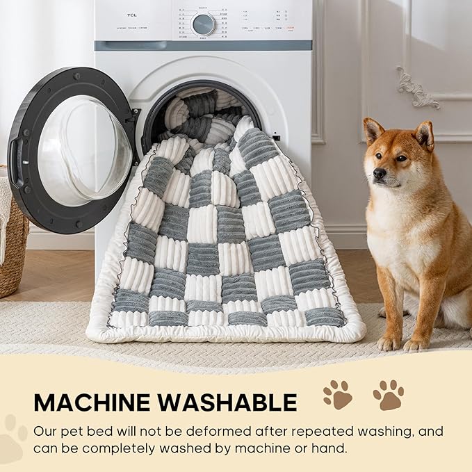 Backseat Pet Bed Mat, Non-Slip Plaid Dog Bed for Car Back Seat, Flannel Backseat Dog Bed, Fit for Backseat Extenders and Trucks SUVs (Bluegrey&White, 24.8x54 inch)