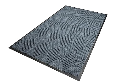 WaterHog Diamond | Commercial-Grade Entrance Mat with Rubber Border – Indoor/Outdoor, Quick Drying, Stain Resistant Door Mat (Bluestone, 3' x 8')