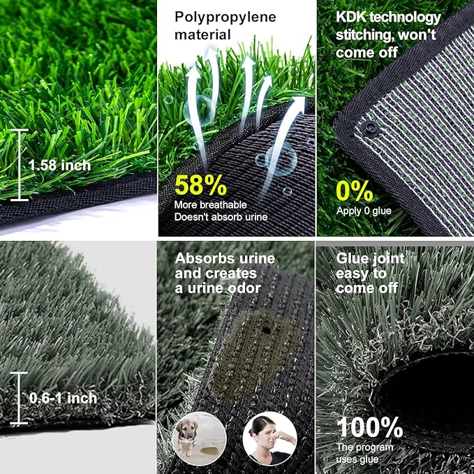 Pee Pads for Dogs with Fake Grass, 32" x 24" Indoor Artificial Grass for Dogs Potty, Lawn Pee Pads for Doggie Washable, Reusable and Lawn for Replacement, Puppy Training Litter Box for Outdoor Patio