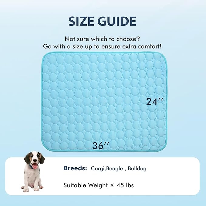 MICROCOSMOS Summer Cooling Mat & Sleeping Pad- Water Absorption Top, Materials Safe, Easy Carry, EZ Clean. Keep Cooling for Pets, Kids and Adults.(Blue, 36" x24")