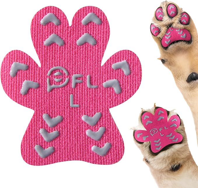 Non-Slip Dog Paw Protector Pads for Senior Dogs, Dog Paw Traction Stickers with Anti-Slip Rubber, Help Dogs Walk on Hardwood Floor, Pink 48pcs, L for 21-40lbs