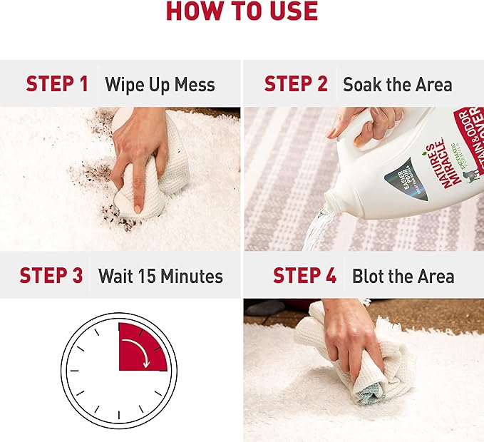 Nature’s Miracle® Stain & Odor Remover, Tough on Dog Urine, Feces, Vomit, Drool and Other Organic Stains and Odors, 1 Gallon